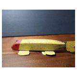 Fishing spearing Wood decoy with metal fins