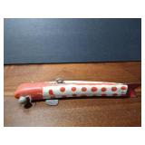 Fishing spearing Wood decoy with metal fins and button eyes