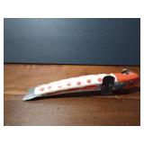 Fishing spearing Wood decoy with metal fins and button eyes