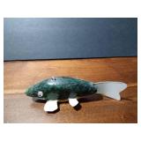 Fishing spearing Wood decoy with metal fins