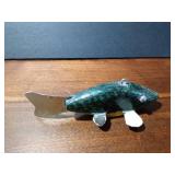 Fishing spearing Wood decoy with metal fins