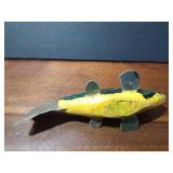 Fishing spearing Wood decoy with metal fins