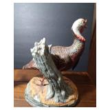 1980 W. D. Gaither Turkey Gobbler statue for National wild Turkey Federation and 1983 Austin Nichols Wild turkey and bobcat #2 liquor decanter and 1989 Ski Country Single Elk liquor decanter