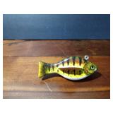 Signed Perch decoy with metal fins
