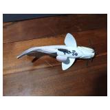 Fishing spearing Wood signed catfish decoy with metal fins