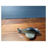 Signed wood fish decoy with metal fins by Paul E. Mohl