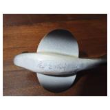Signed wood fish decoy with metal fins by Paul E. Mohl