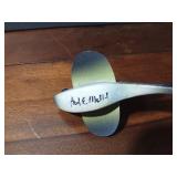 Signed wood fish decoy with metal fins by Paul E. Mohl