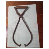 Vintage wood handle ice tongues