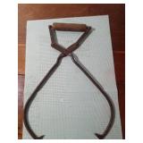 Vintage wood handle ice tongues