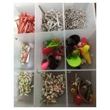 Daredevils and other fish making supplies in plastic organizer