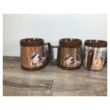 Lot of 8 Vintage Coffee Mugs/Cups with Wildlife Pictures  - Thermo Serv - Royal Crest - Flambeau