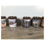 Lot of 8 Vintage Coffee Mugs/Cups with Wildlife Pictures  - Thermo Serv - Royal Crest - Flambeau