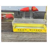4 - VINTAGE FISHING LURE- NEON MICKEY LURE - LIGHTS AS IT SWIMS
