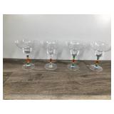 MARGARITA GLASSES Multicolor Painted Rainbow Stems Set Of 4, 6.5 high, 5” wide