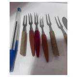 9 Piece Vintage Stainless Steele and Wood/Bakelite Hors d