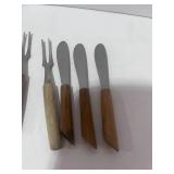 9 Piece Vintage Stainless Steele and Wood/Bakelite Hors d