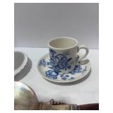 Adderly Sugar and Creamer, R Albert Cup and Saucer, R. Crowford Cup and Saucer and Serving Fork