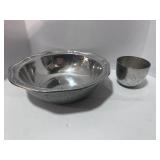 Pewter Stieff Jefferson Cup and Pewter Wilton Queen Anne 9" Bowl