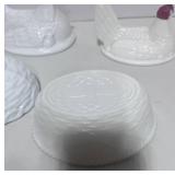 Two Milk Glass Hen on Nest 6" and 5"