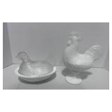 6" Hen on Nest and Rooster