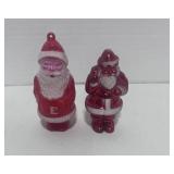 2 Vintage Plastic Santas