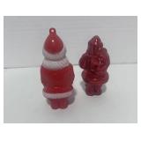 2 Vintage Plastic Santas