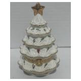 Beautiful Porcelain Christmas Tree Trinket Box