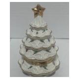 Beautiful Porcelain Christmas Tree Trinket Box