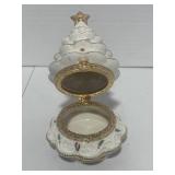 Beautiful Porcelain Christmas Tree Trinket Box