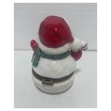 Wonderful Porcelain Snowman Trinket Box 3"