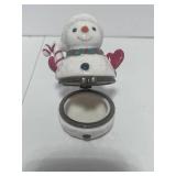 Wonderful Porcelain Snowman Trinket Box 3"