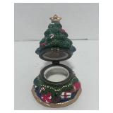 Beautiful Porcelain Green Christmas Tree Trinket Box