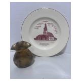 1973 Hannaford ND Plate and Brass Vase