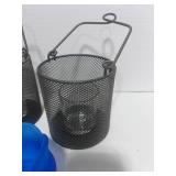 3 Votive Lanterns and 2 Blue Votive Holders