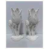 Pair of Fitz and Floyd  MCMLXVI Ceramic Tulip Candle Holders
