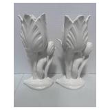 Pair of Fitz and Floyd  MCMLXVI Ceramic Tulip Candle Holders
