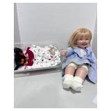 Jointed Bendable Porcelain Doll with Extra Outfits