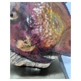 Metal Fish Sculpture on Driftwood Heavy Brass Base