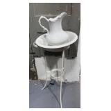 Vintage Washstand with Basin and Pitcher