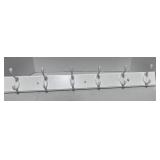 White 6 Hook Coat Wall Rack