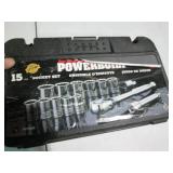15pc Powerbuilt 1/2in metric socket...