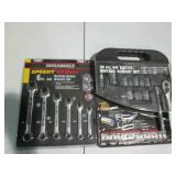 Powerbuilt 14pc 3/8in metric socket set with Durabiilt 6pc SAE speedy ratchet action wrench set