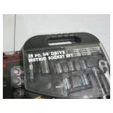 Powerbuilt 14pc 3/8in metric socket set with Durabiilt 6pc SAE speedy ratchet action wrench set