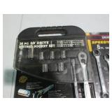 Powerbuilt 14pc 3/8in metric socket set with Durabiilt 6pc SAE speedy ratchet action wrench set