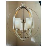 Hampton Bay Findlay 3-Light Chandelier Brushed Nickel with Frosted Glass Shades
