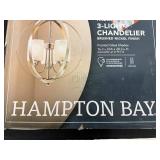 Hampton Bay Findlay 3-Light Chandelier Brushed Nickel with Frosted Glass Shades