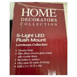 Home Decorators 5-Light Flush Mount Chrome Rain Glass Fixture