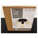 17 in 3-Light Flush Mount Ceiling Fixture with Frosted Glass Shades