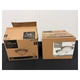 Lot of 2 Two-Packs 13 in 2-Light Flush Mount Ceiling Fixtures with Frosted Glass